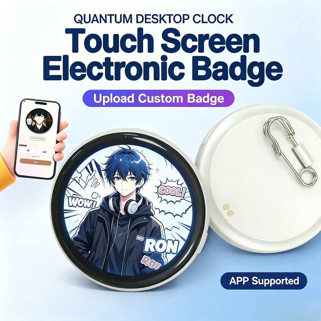 HD Dynamic E ‐ Emblema Smart Digital Pin Bluetooth Controlado Por Aplicativo Para Animações De Fotos De Anime