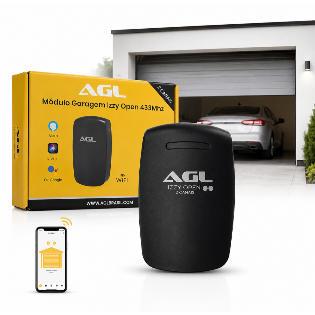 Modulo Wi-fi Portão Garagem 2 Canais Izzy Open Agl Tuya AGL HOME Smart Life