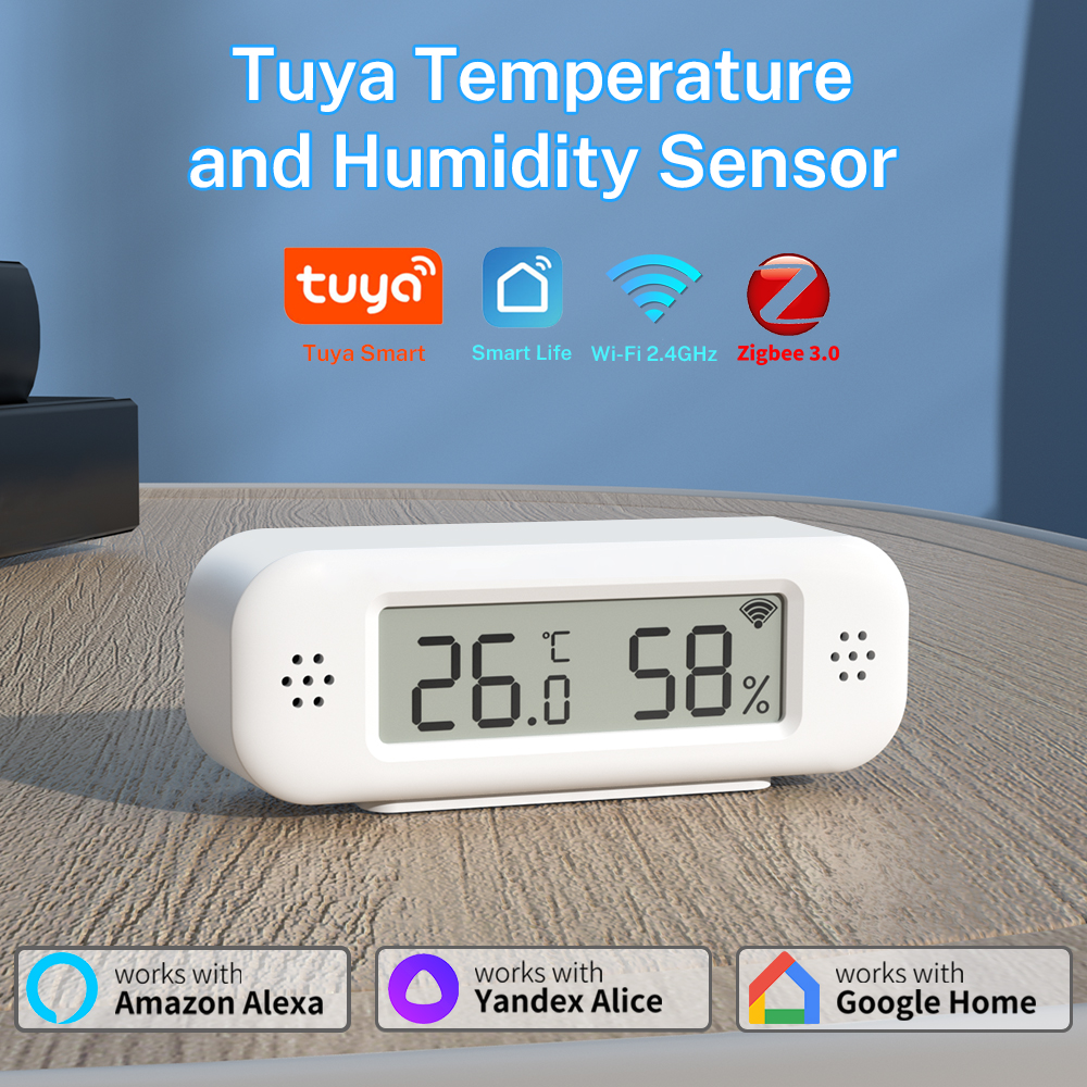 Sensor de Temperatura e Umidade Zigbee Tuya WiFi Smart MiNi para Ambientes, Termômetro de Temperatura Ambiente