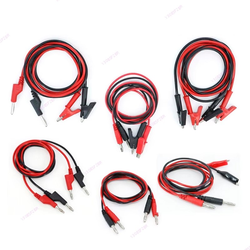 0.5m 1M 5/10/15A Duplo 4mm Banana Jacaré Crocodilo Para Clipe plug Teste Vermelho Preto Cabo Chumbo 30BR2 30BR2
