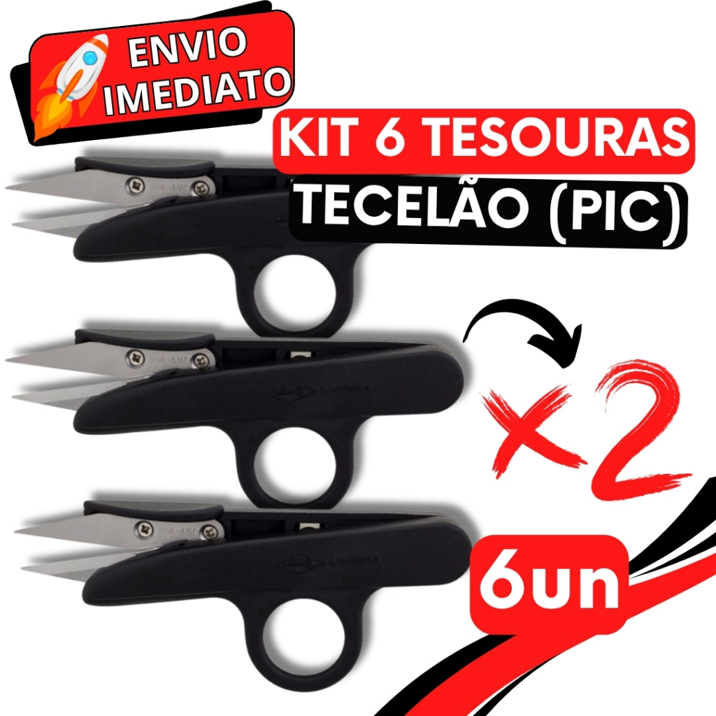 KIT 6 Tesoura PIC Tecelão Corta Fácil Para Arremate de Linha Corte e Costura Preciso Fios Artesanato Bordado Creative