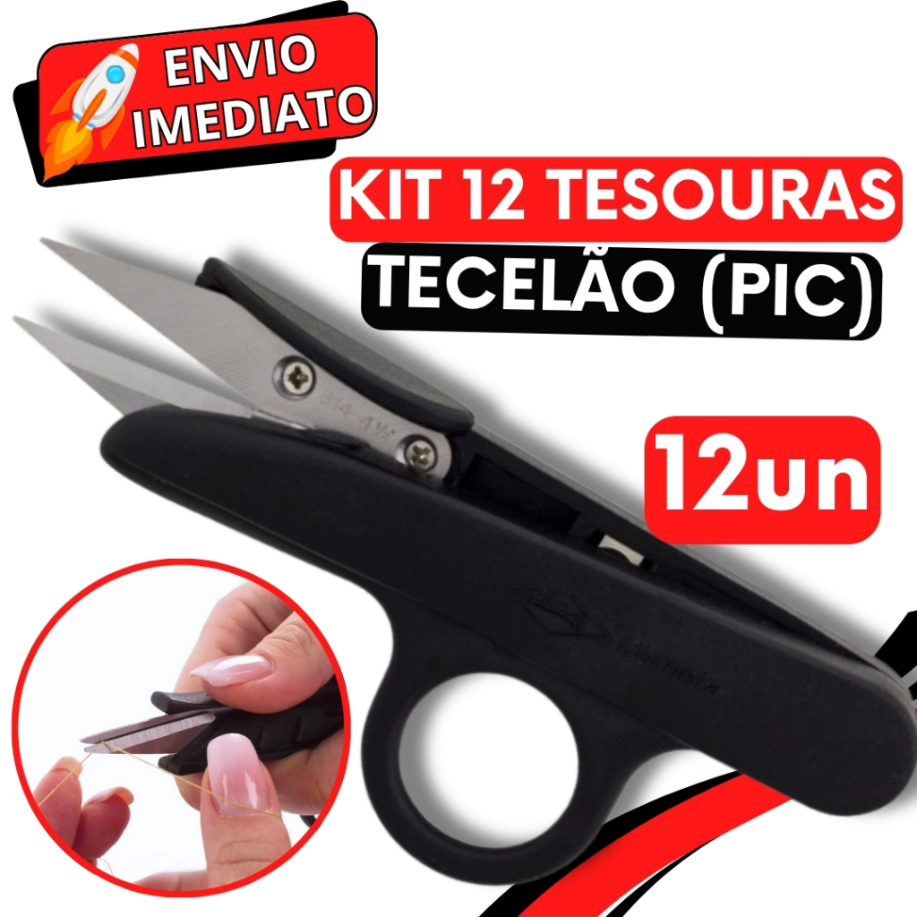KIT Jogo 12 Tesoura PIC Tecelão Corta Fácil Para Arremate de Linha Corte Costura Preciso Fio Artesanato Bordado Creative