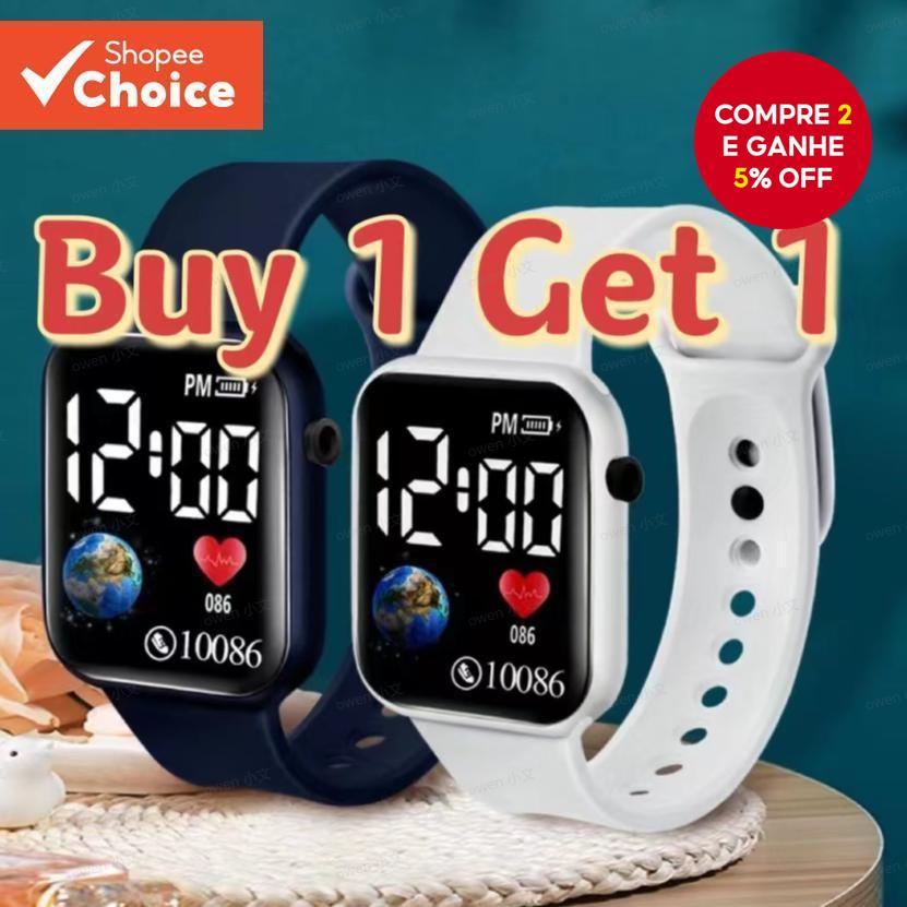 Compre 1 E Ganhe 1 Grátis – Relógio Esportivo LED Luminoso Infantil Com Display Digital Presente Para Estudantes