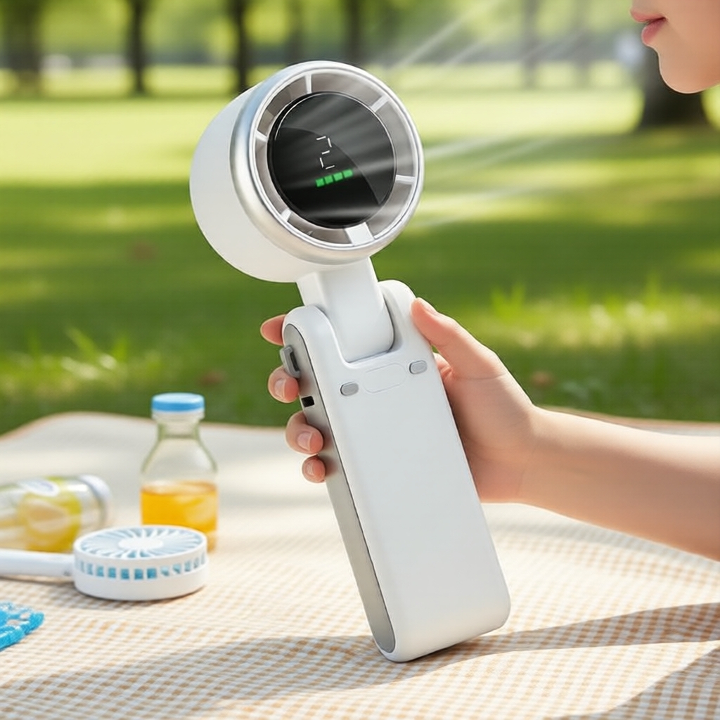 Novo Ventilador Turbo Portátil De 5 Velocidades , Display LED , Recarregável , Pessoal