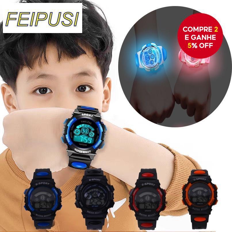 Relógio LED Infantil À Prova D'água Para Meninos E Meninas Com Display Multifuncional Luminoso