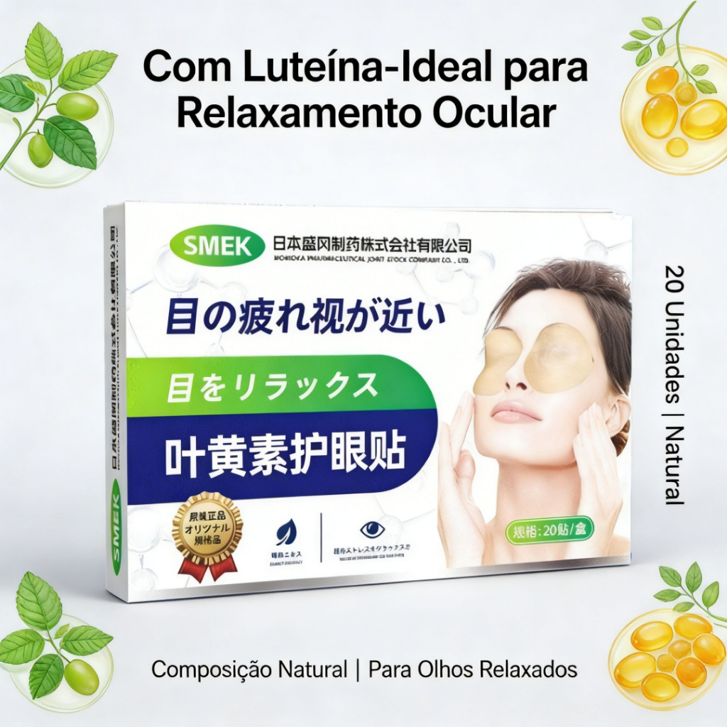 Adesivo Ocular Relaxante com Luteína 20 Unidades – Ideal para Quem Usa Tela e Busca Conforto