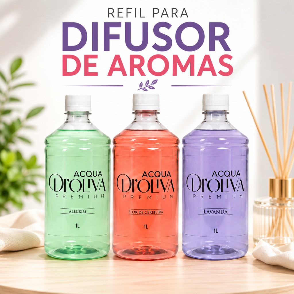 Refil Aromatizador de Ambientes Premium 500ml e 1L Escolha o Aroma Varetas - Chá Branco,500 ML