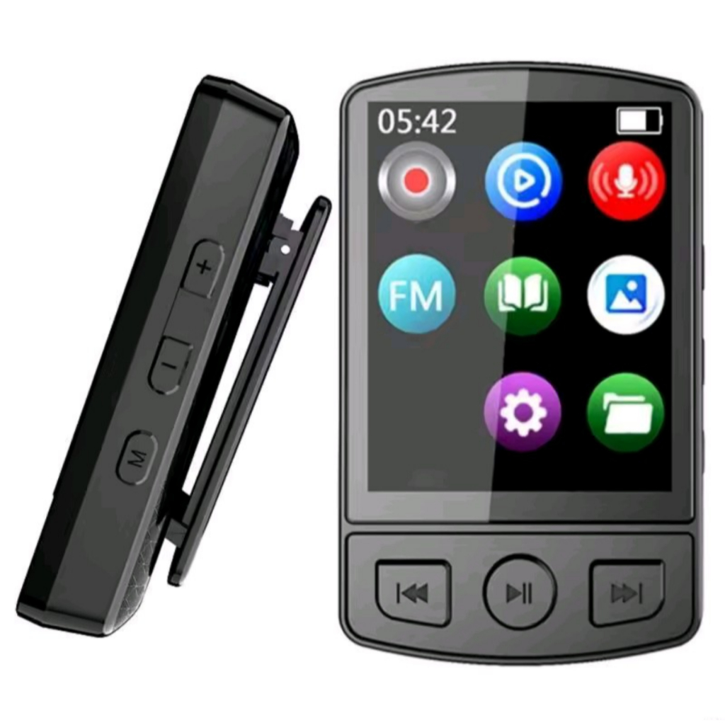 MP3 player BT5.0 Sports Music Player com clipe com tela colorida 1,5 polegada, suporta até 32 para registro voz