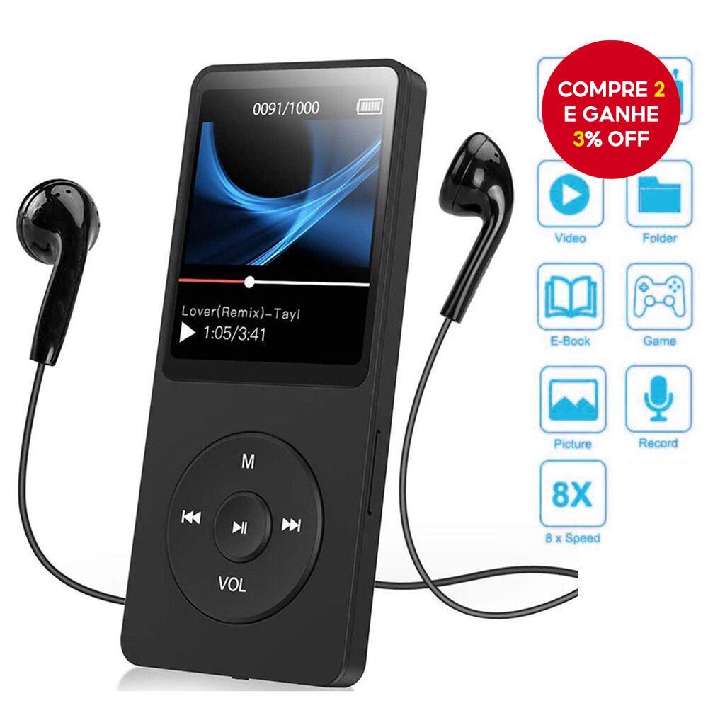 MP3 MP4 Music Player Bluetooth HiFi Sport Sp eakers Rádio FM Gravador De Voz Para Cartão TF De 128 Gb