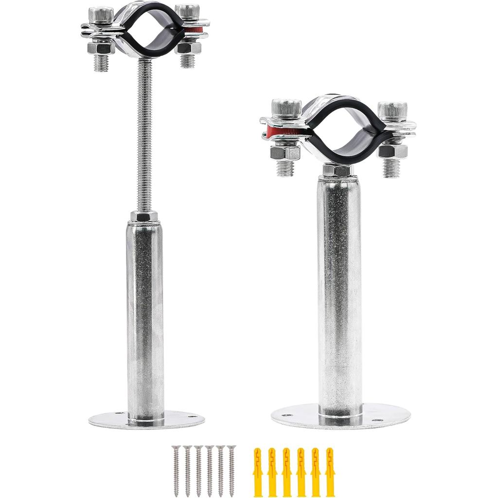 2 Pack Pipe Supports, 304 Stainless Steel Wall & Ceiling Mount Bracket, Clamp Ring Hanger with Screws for Pipe OD 32-34m