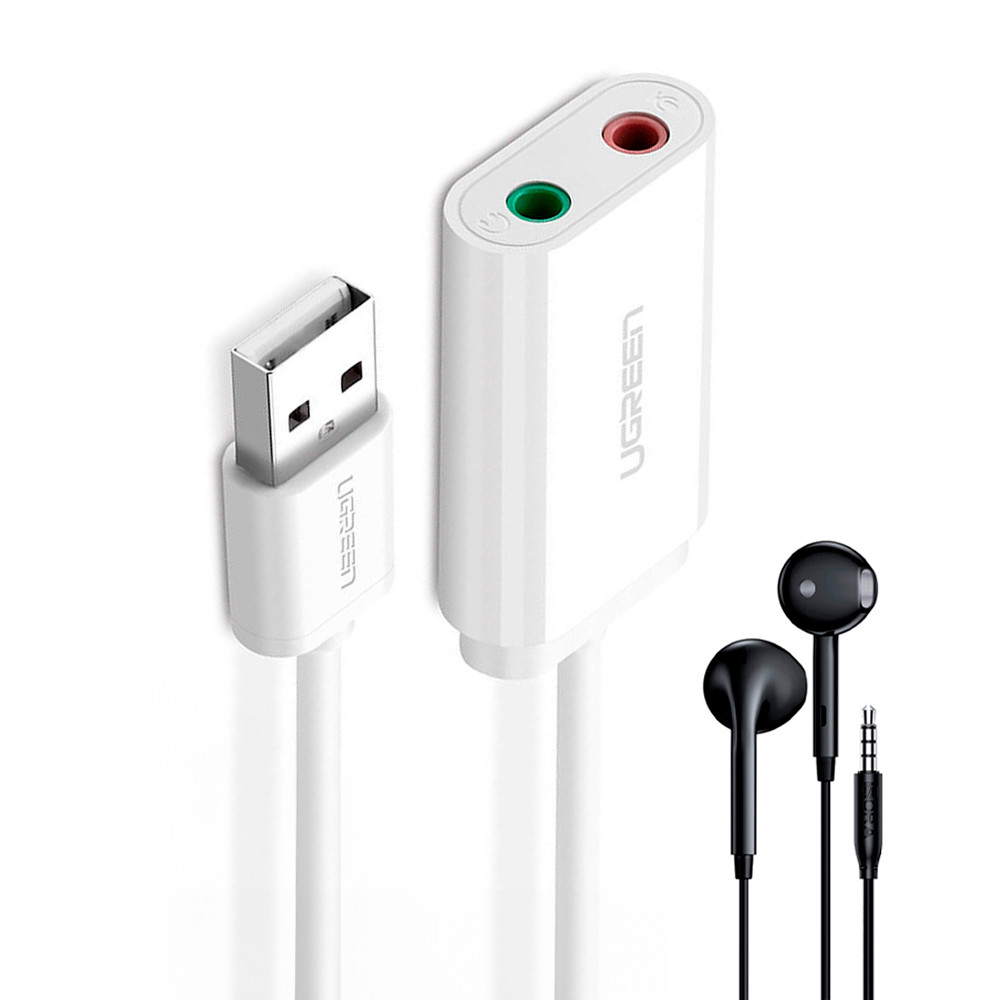 Ugreen Adaptador Áudio Externo 2 em 1 Usb 2.0 + Fone Ouvido (K-3772-5886)