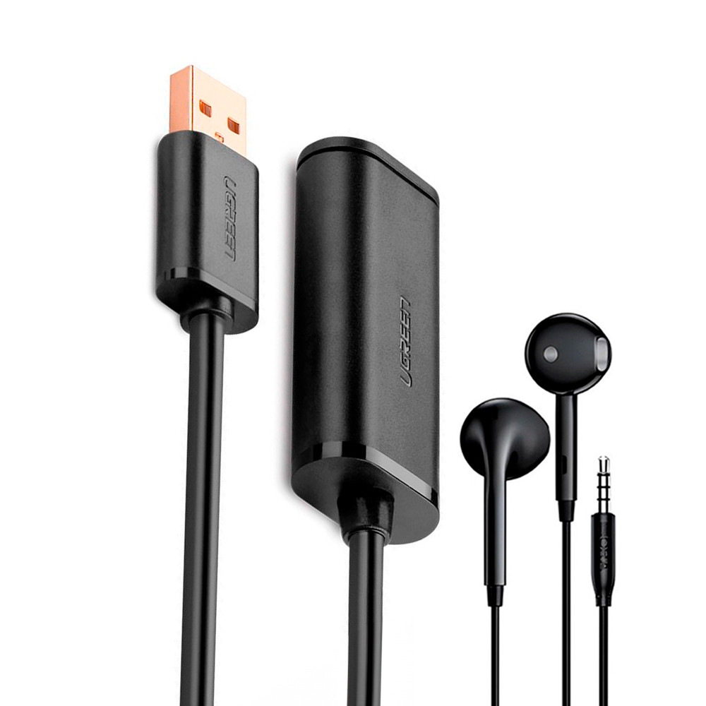 Ugreen Cabo Extensor Usb 2.0 Macho/Fêmea 10M + Fone Ouvido (K-3753-5886)
