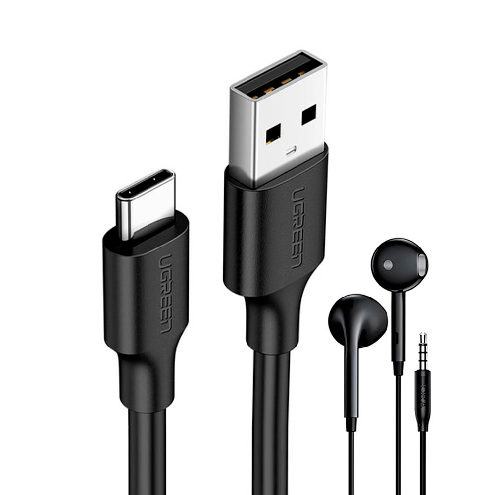 Ugreen Cabo Usb 2.0 para Usb Tipo C 1.5m Preto + Fone Ouvido (K-3082-5886)