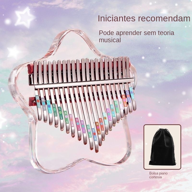 Kalimba polegar Piano cristal transparente portátil iniciante 17 teclas 21 teclas dedo mini Piano brinquedos infantis