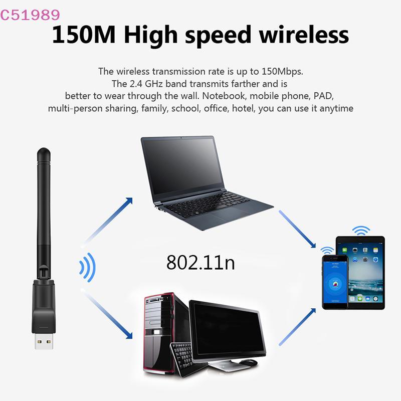 [kaan] MT7601 Mini Adaptador USB WiFi 150Mbps Placa De Rede Sem Fio RTL8188 Receptor Wi-Fi Para PC Desktop Laptop 2.4GHz