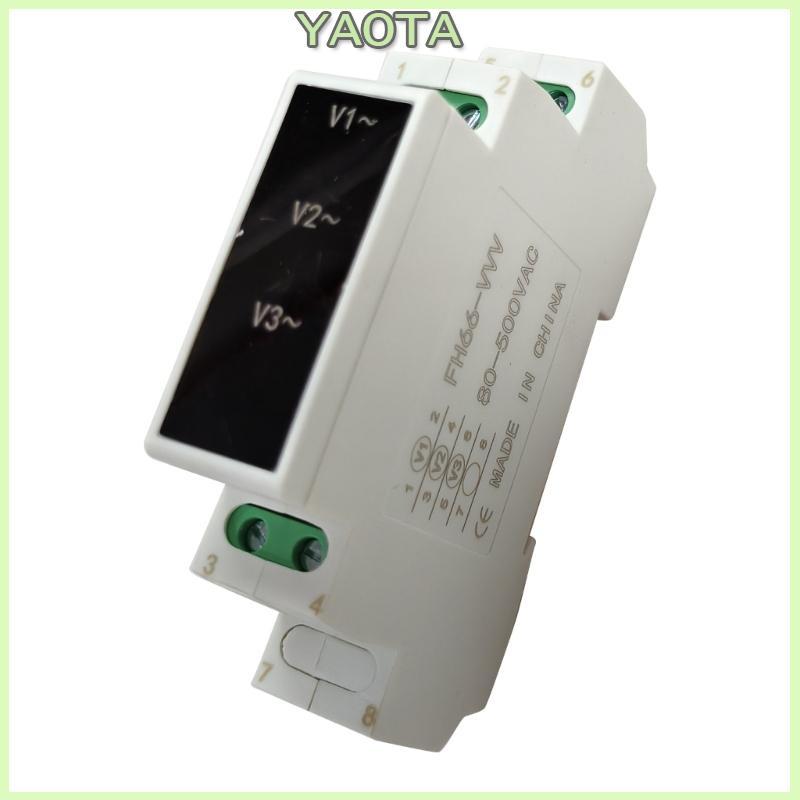 Medidor Tensão Yao Volt-Tester-Monitor Trifásico Din Rail Mount AC80-500V Voltímetro