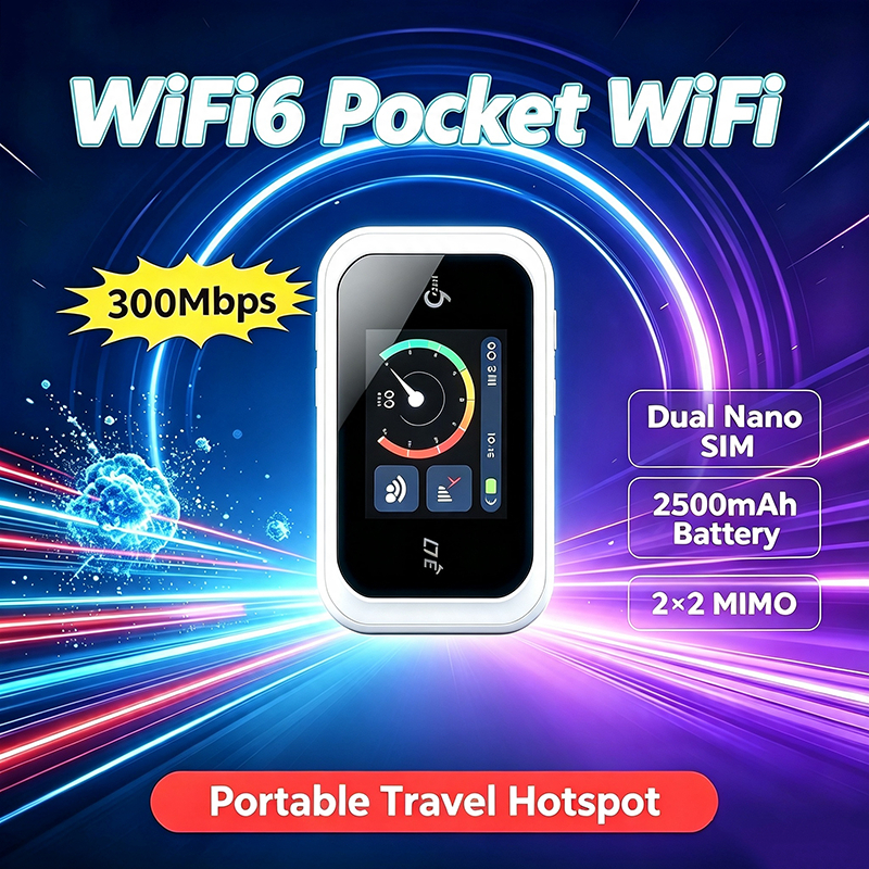 WiFi6 Pocket WiFi Mifi 4G LTE Hotspot Móvel Portátil Dual Nano SIM Card 300Mbps 2500mAh Roteador De Viagem Para O Sudest