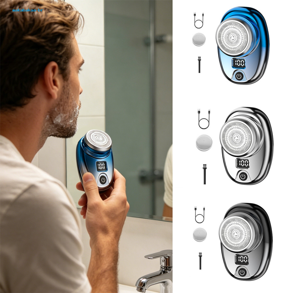 Mini Electric Shaver for Men with Led Display Rechargeable Waterproof Wet Dry Razor Portable Beard Trimmer for Travel Ho