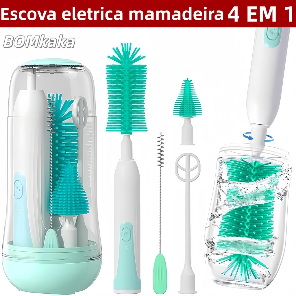 Electric 4-in-1 360 Rotating Silicone Baby Bottle Nipple Cleaning Brush, Bottles, Jars
