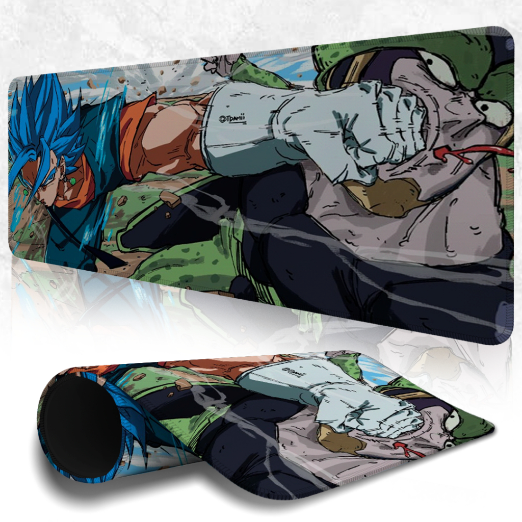MousePad Speed Gamer Antiderrapante Bordas Costuradas Confortavel Liso Com Estampa De Anime Dragon Ball Vejeto SSD Blue