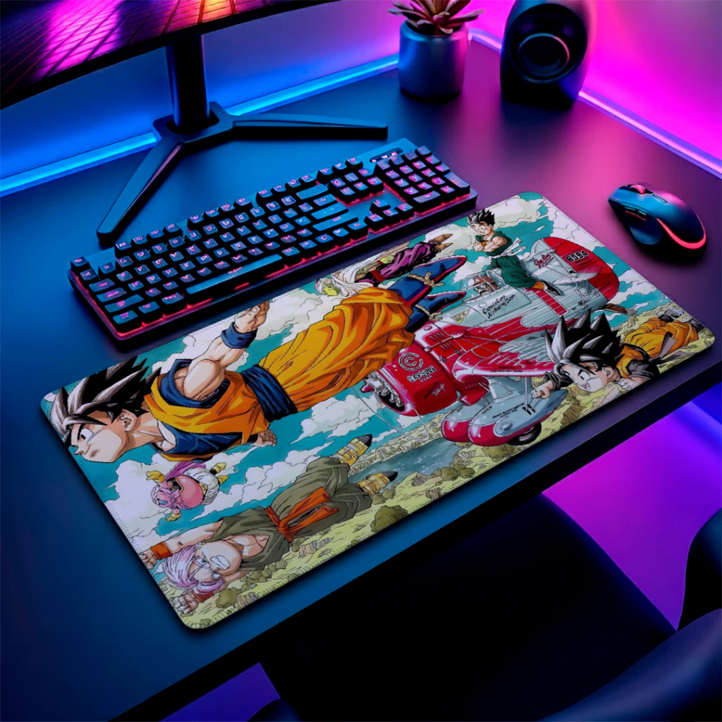 MousePad Speed Gamer Antiderrapante Bordas Costuradas Confortavel Liso Com Estampa De Dragon Ball Com Diversos Tamanhos