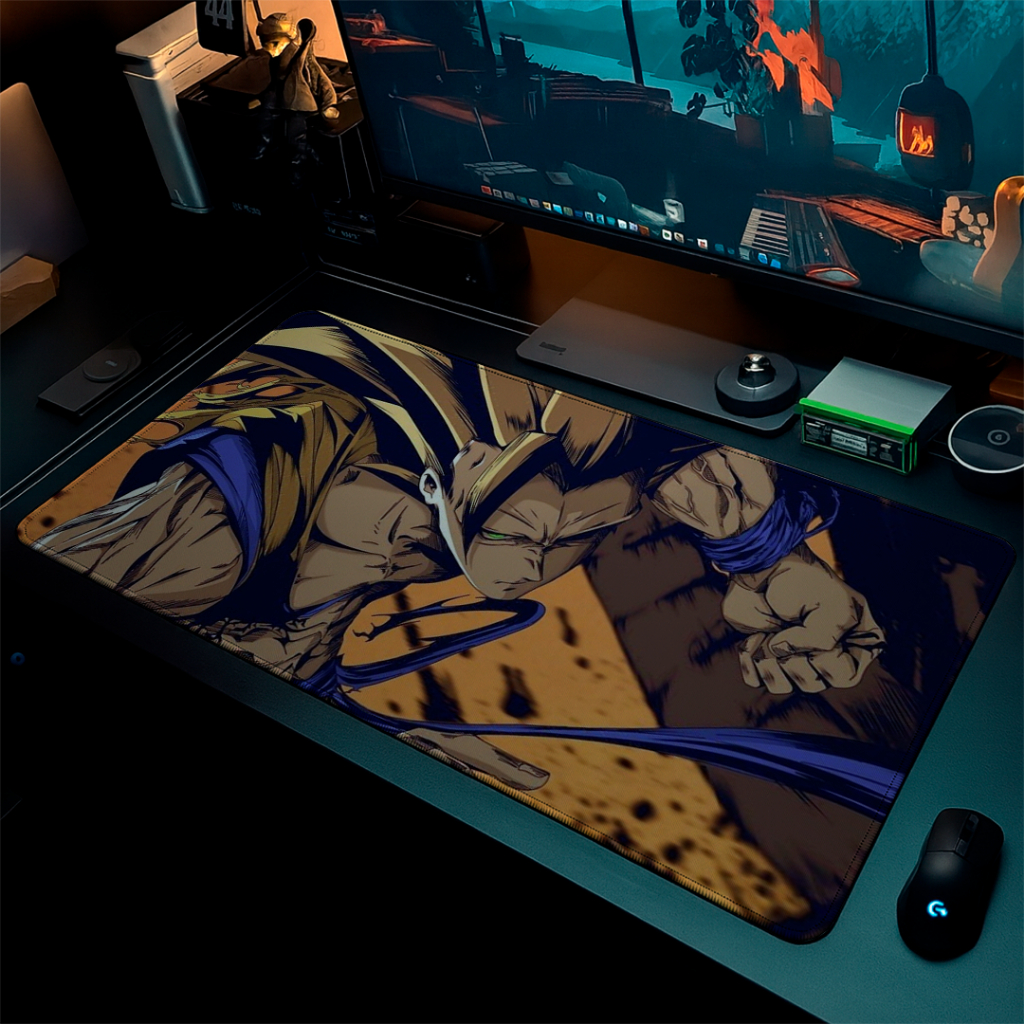 MousePad Speed Gamer Antiderrapante Bordas Costuradas Confortavel Liso Com Estampa De Dragon Ball Goku SSG 3