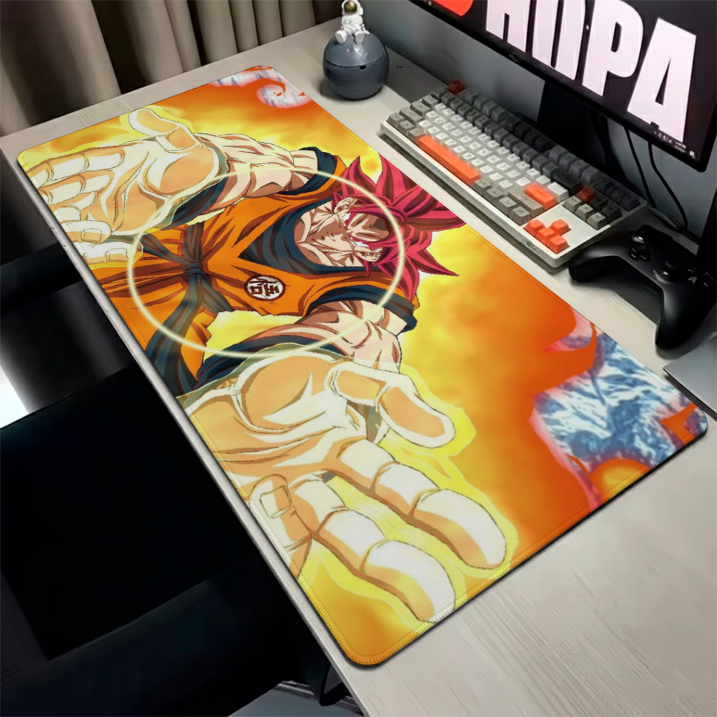 MousePad Speed Gamer Antiderrapante Bordas Costuradas Confortavel Liso Com Estampa De Anime Goku SSG GOD Dragon Ball