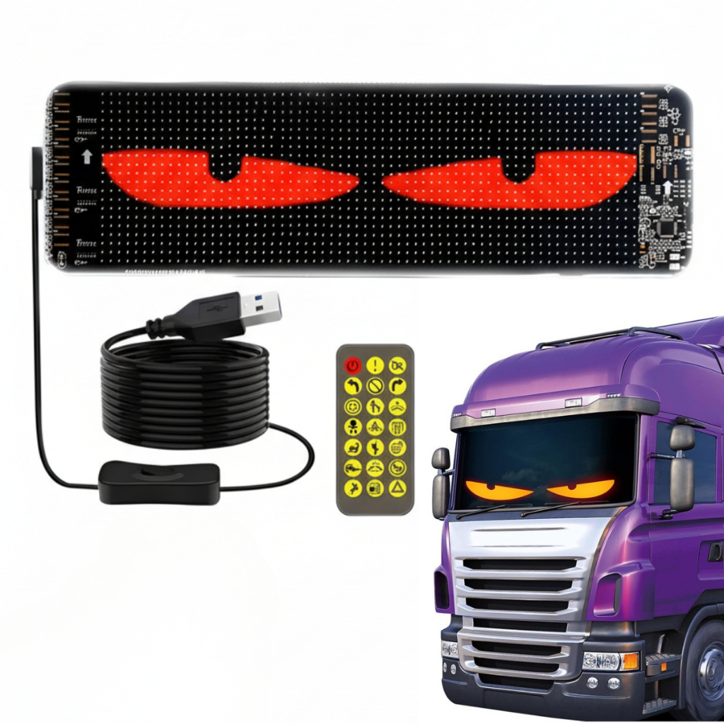 Painel Flexivel Tela de Luz Led RGB Olhos Carro Imagens Texto Caminhão Matriz 16x96