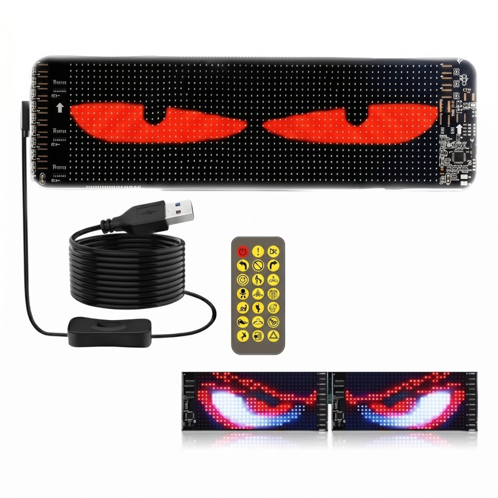 Painel de Led Flexivel 16x64 Luz RGB Tela Olhos Carro Imagens Texto Matriz