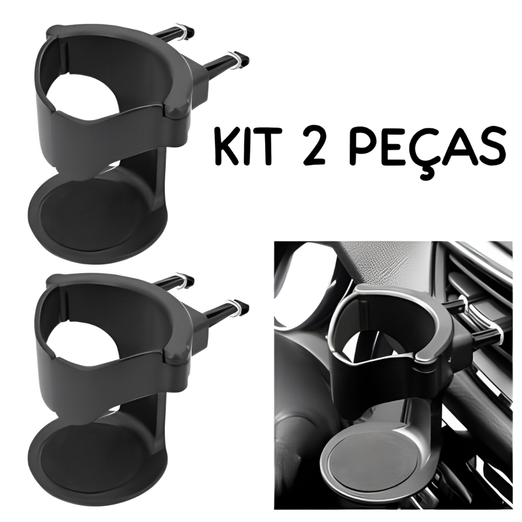 Kit 2 Peças Suporte Para Copo Bebidas Universal Automotivo Carro Ajustável Preto