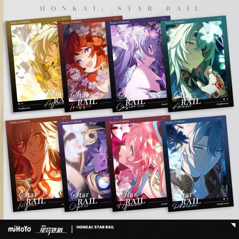 8 Pçs/Set Honkai : Star Rail Anime Cartão Laser Tribios Castorice Mydei Cipher Anaxa Phainon Aglaea Hyacina Cosplay Cant