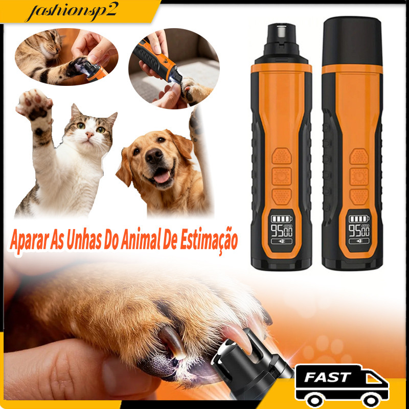 Pet Electric Nail File Quiet Professional Nail Trimmer USB Rechargeable Pet Accessories Com Luz LED