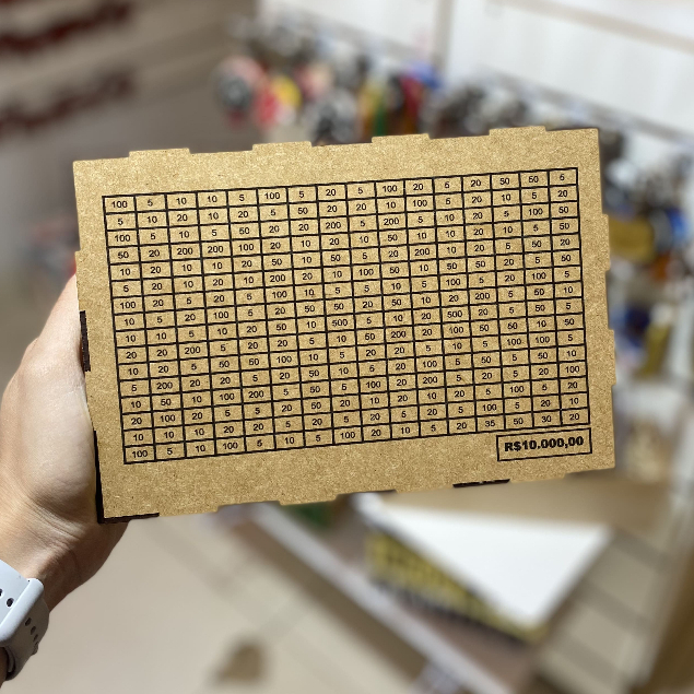 KIT 2  CAIXAS COFRE DESAFIO DINHEIRO MDF 10 mil R$10.00,00