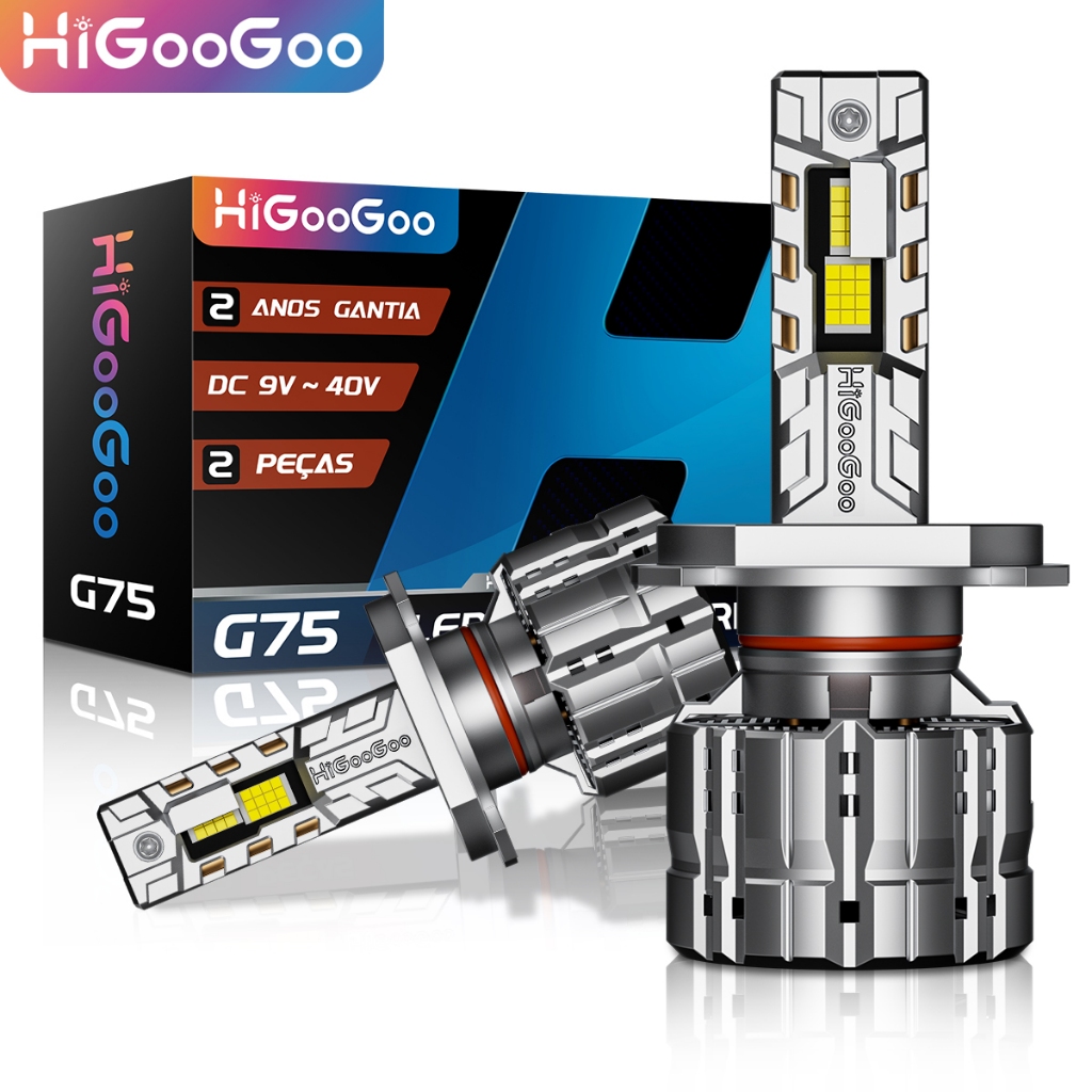 HiGooGoo G75 Farol LED 240W 48000LM IP68 Garantia Anos Plug and Play Compatível Carro Caminhão Furgão H4 H7 H11 HB3 HB4