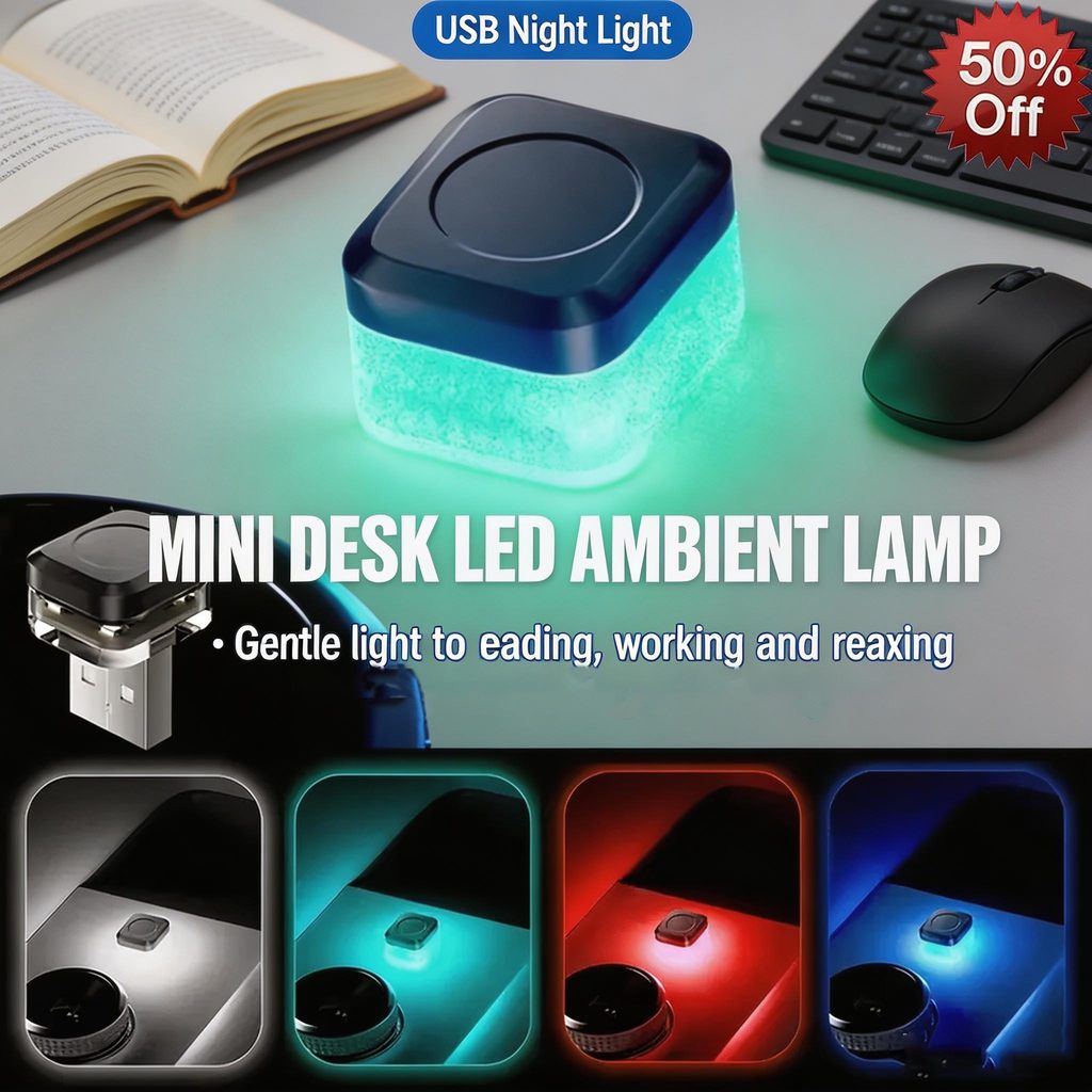 Novo Universal USB LED Atmosfera Ambiente Do Carro Luz Plug-and-Play Mini Lâmpada De Decoração Interior Portátil Auto No