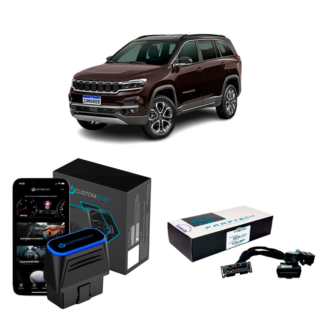 CustomEasy OBDII Plug & Play + Cabo Adaptador FT-OBD-SWG Commander 2022 2023