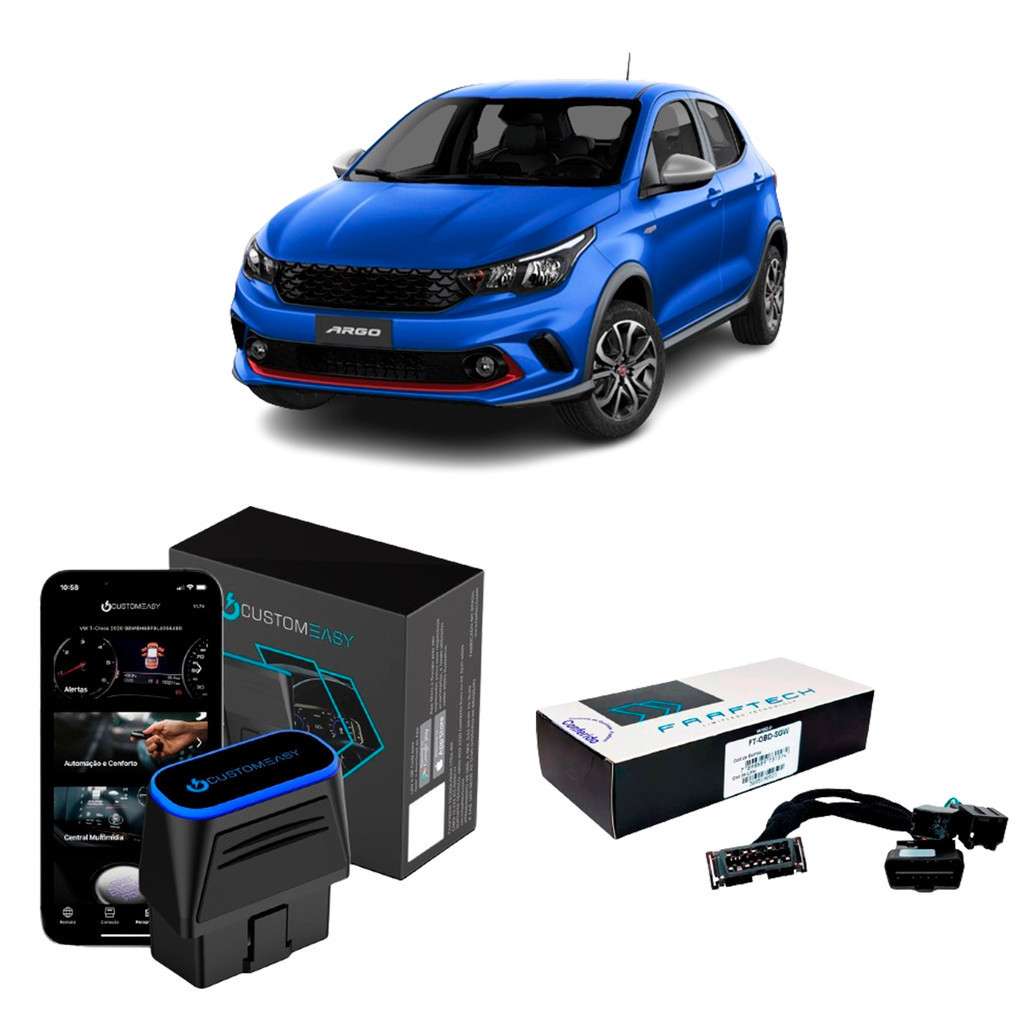 CustomEasy OBDII Plug And Play + Cabo Adaptador FT-OBD-SWG para Argo 2020 2021 2022 2023