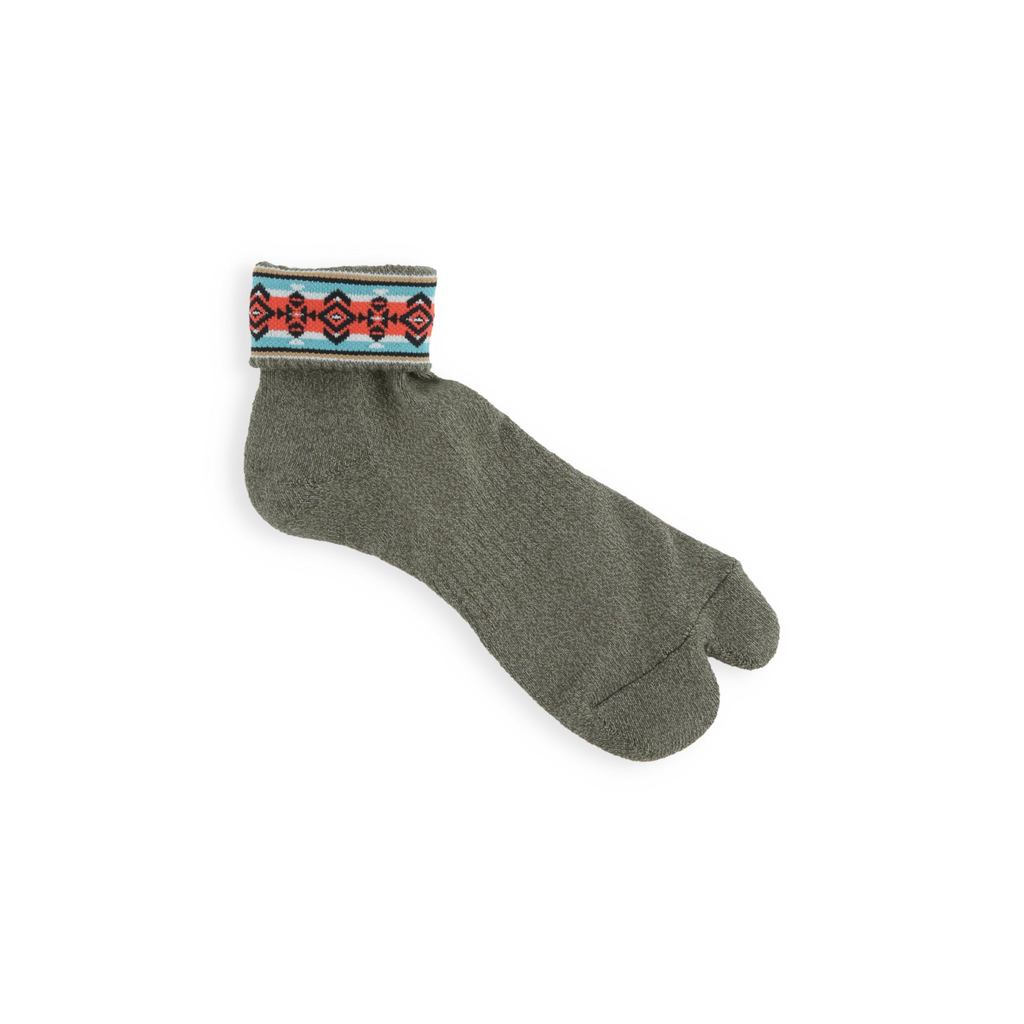Tabio Men's Folded Native Pattern Pile Tabi Short Socks, 25.0-27.0 cm, Made in Japan, Patterned Socks