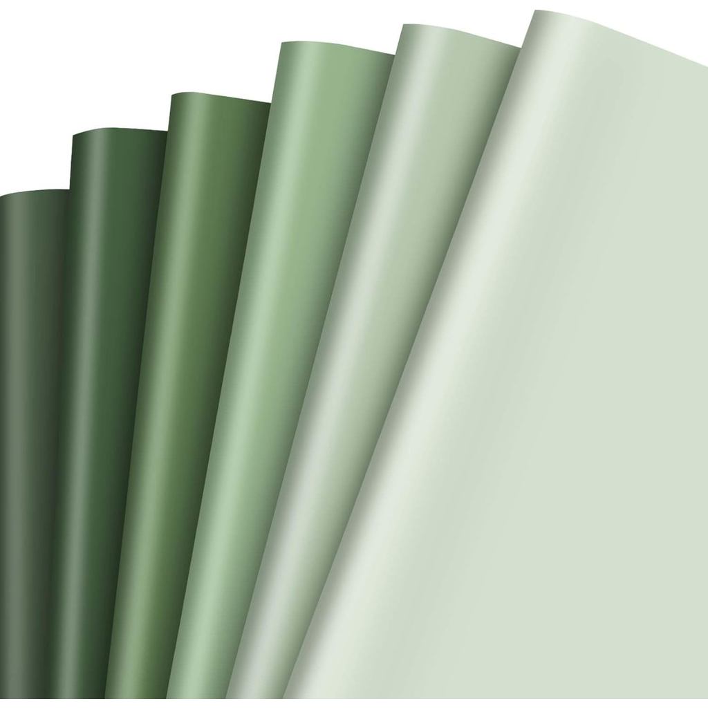 JarThenaAMCS 12 Sheets Sage Green Wrapping Paper - Not Roll - 6 Colors Gradient Green Gift Wrap Paper Folded Flat Decora
