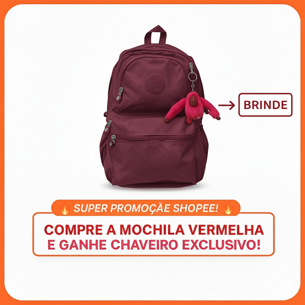 Mochila Escolar Feminina Unissex Grande Impermeável Casual Multi Bolsos + CHAVEIRO DE BRINDE