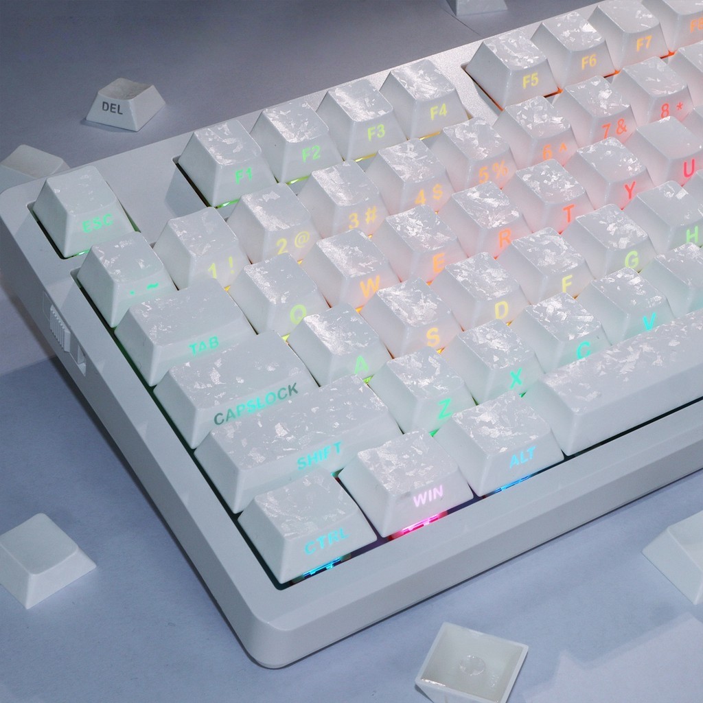 Withe Forjed Carbon Double Shot PBT Keycaps RGB Backlit Cherry Profile Para Teclado Mecânico