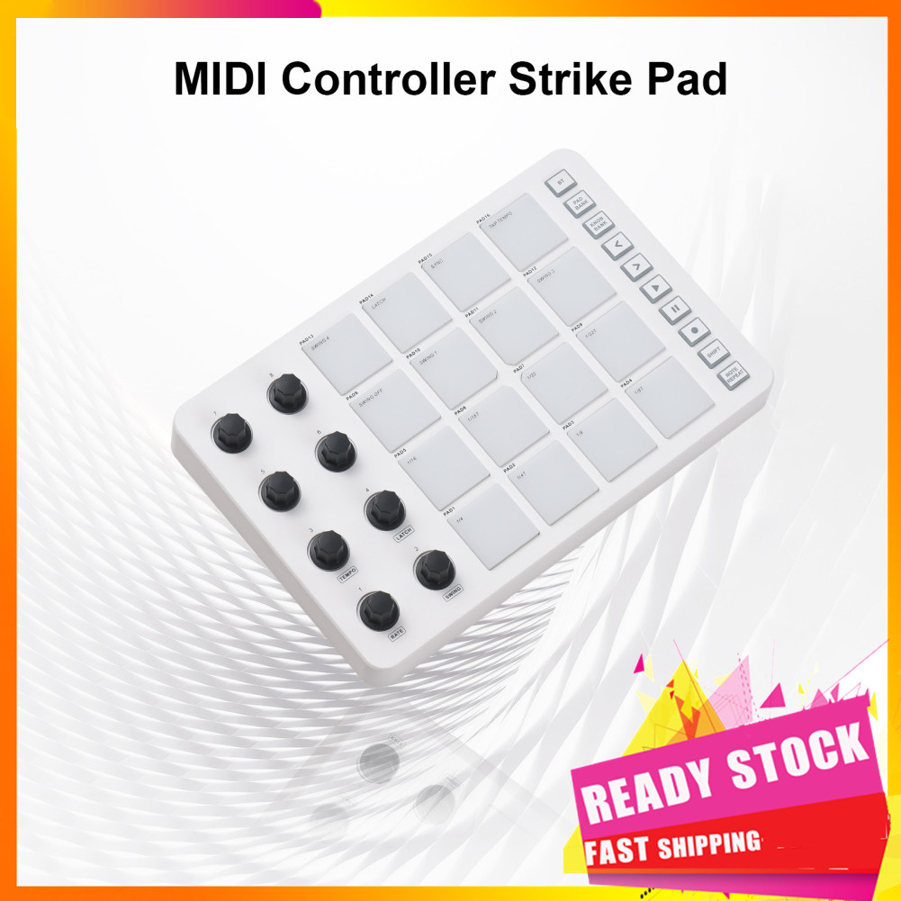 Gfgfgfgg Controlador Midi Pad RGB Backlit Beat Machine BT Conexão sem fio Baixa latência 16 Strike Pads 8 botões