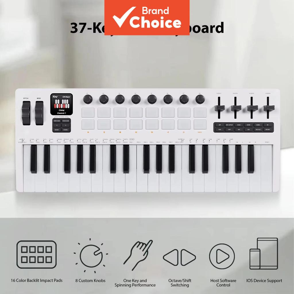 M-VAVE SMK 37 Pro 37 Teclas Controlador MIDI Módulo De Sintetização Integrado RGB Backlit Drum Pad Botões Ajustáveis Sli