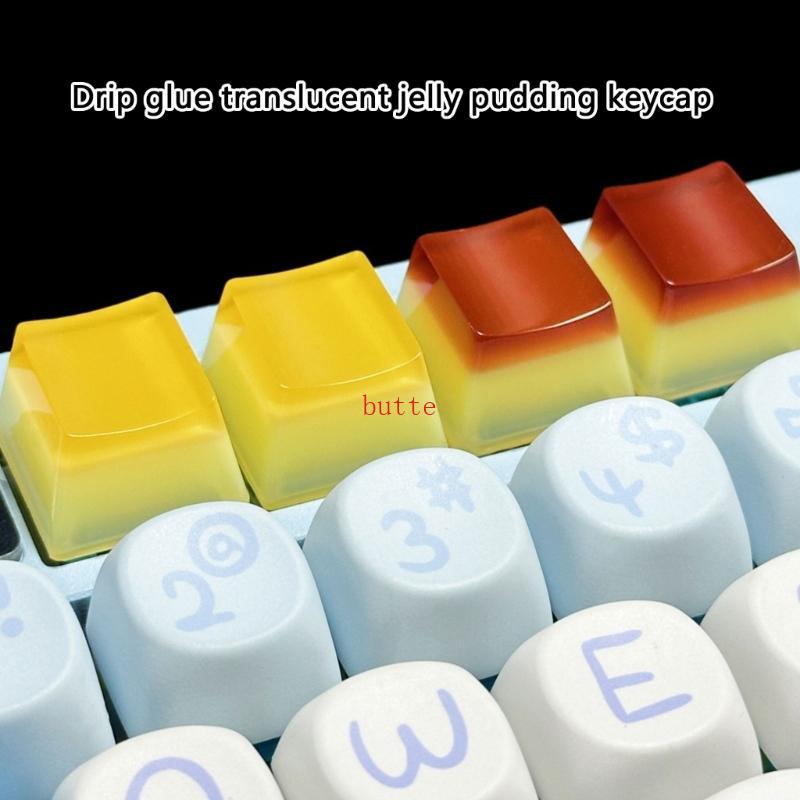 butte 3D Backlit Shine Through Keycaps Teclados Mecânicos Pudims Resina Keycap