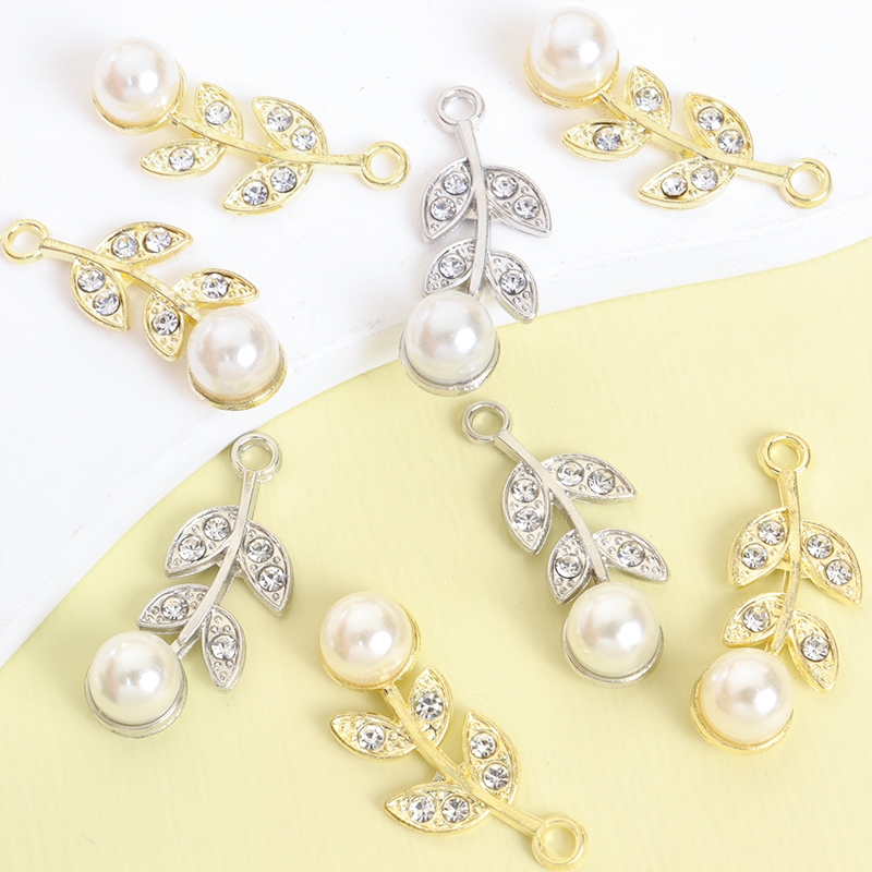 10pcs Ramos Requintados Deixa Encantos De Design Com Rhinestones & Pearl Brilhante Elegante Estilo Feminino