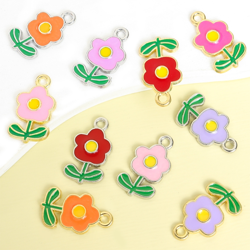 10pcs Elegante E Fofo Esmalte Multicolor Pequeno De Flores Para Bricolage Colar Estilo Primavera Verão , Pulseira