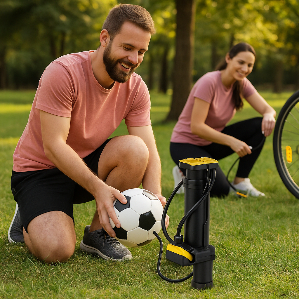 Bomba De Ar Pedal Com Adaptador Inflador Portatil Facil Uso