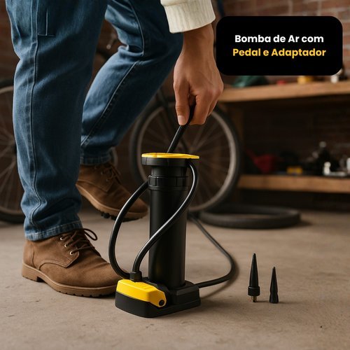 Bomba Ar Pedal Inflador Portatil Adaptador Colchao Boia Inflaveis bicicleta bola