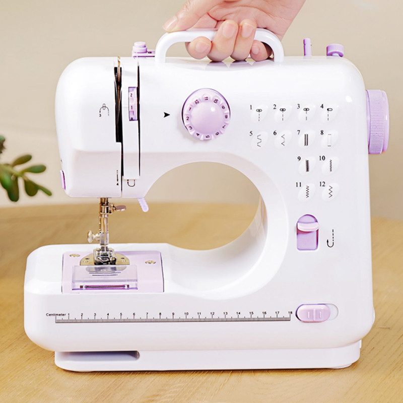 Máquina De Costura Portátil Elétrica Com Pedal 110V 12 Pontos Doméstica Tecidos Costureira Roupa