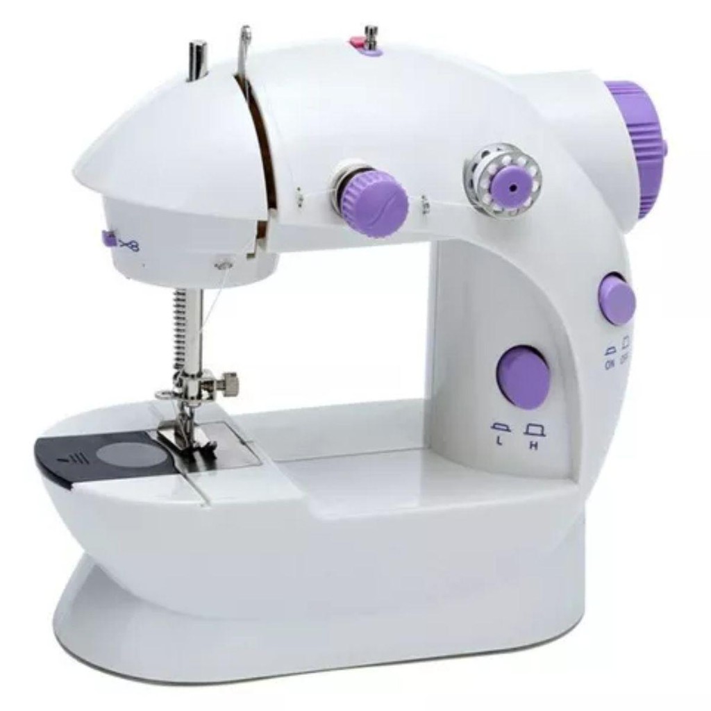 Maquina De Costura Mini Reta Portátil Elétrica Bivolt Pedal Cor Branco